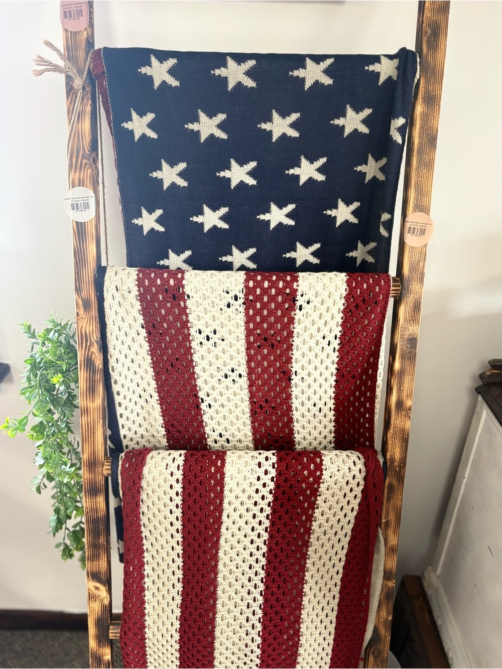 American Flag Knit Throw Blanket - Red, White & Blue
